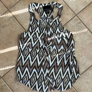 Cynthia Rowley Black and White Tie Front Tank Top
